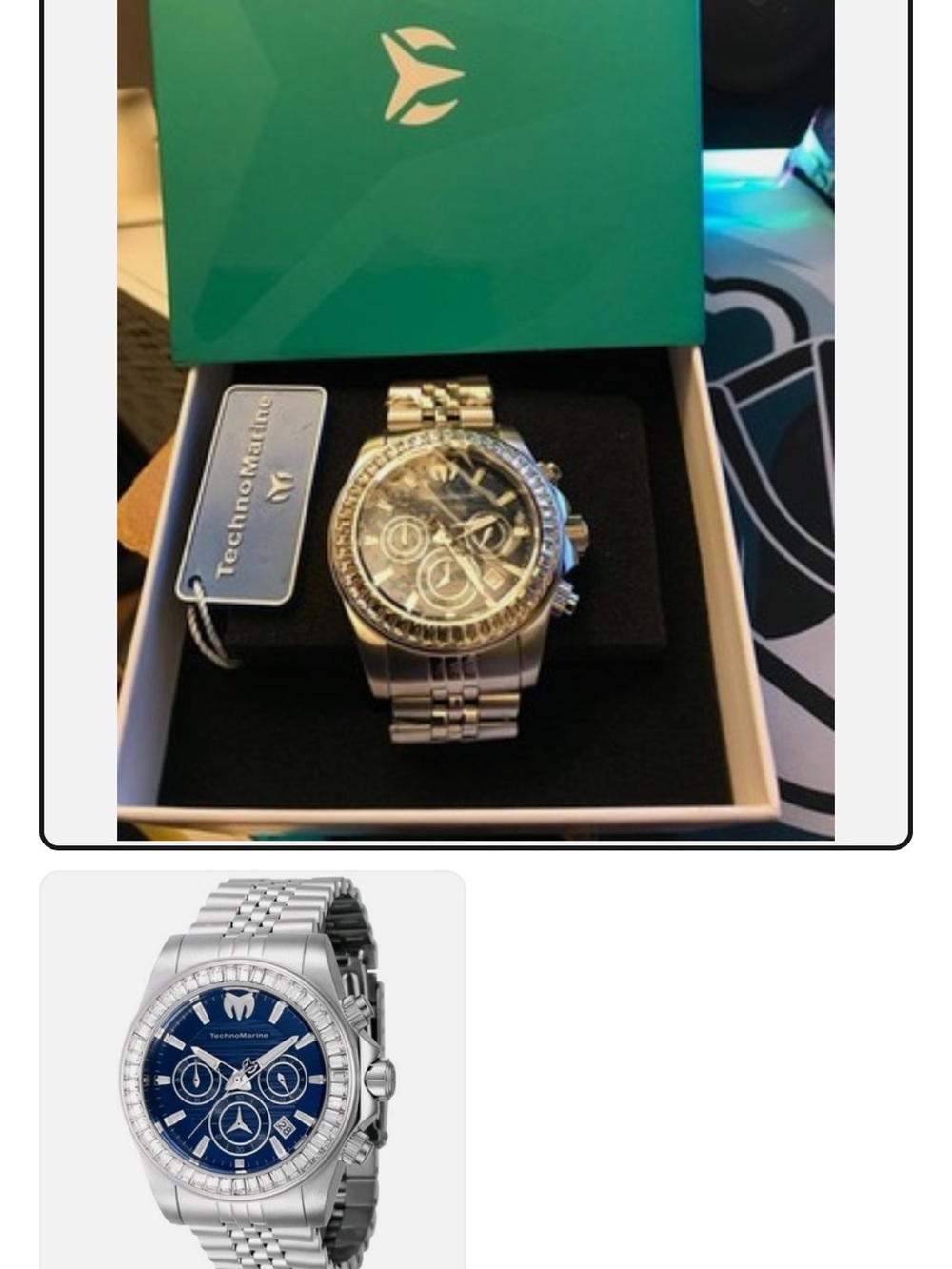 Men’s Techno Manta Ray 42mm Crystal Bezel Blue Chrono watch new in box